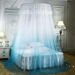 Round dome floor-length chiffon three-panel gradually changing double-color lace border imperial mosquito net Round dome floor-length chiffon three-panel gradually changing double-color lace border imperial mosquito net